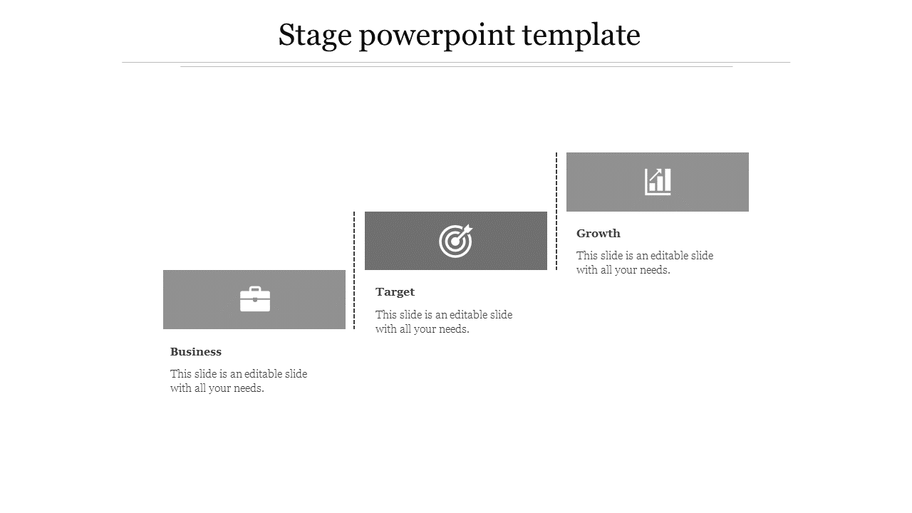 Free - Stage PowerPointTemplate With Three Stages Presentation